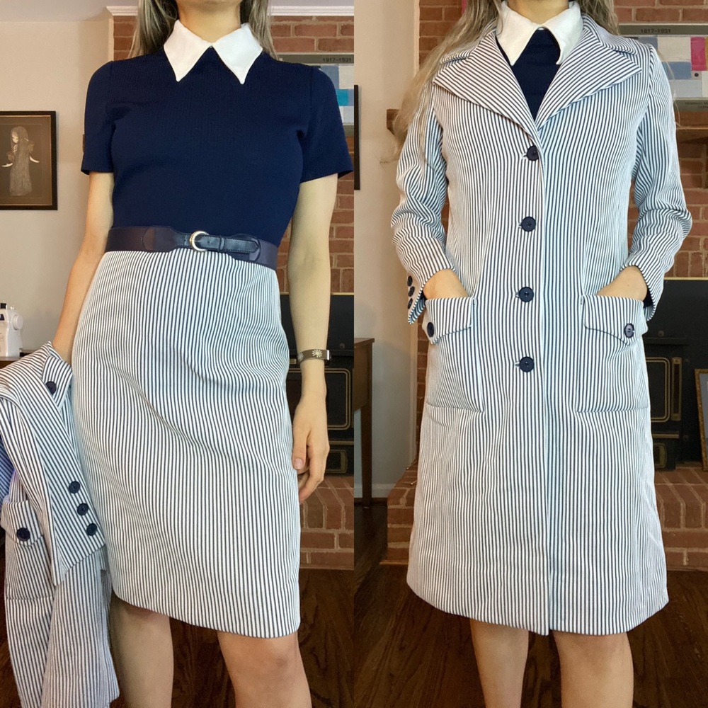 Vintage Butte Knit Matching Set Stretch Ribbed Short Sleeve Dress Pea Co… - Picture 2 of 16